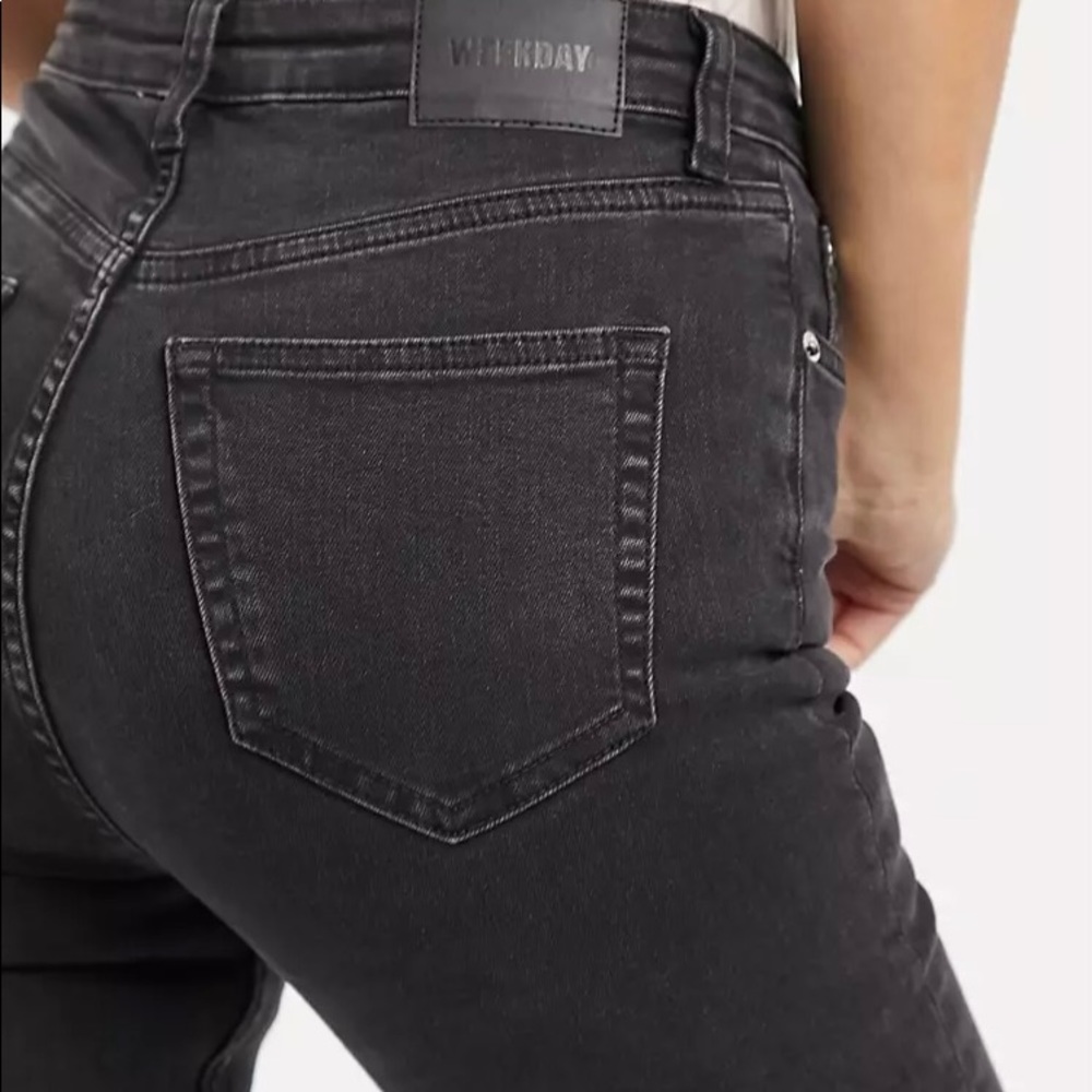 Weekday Thursday organic cotton blend high waist skinny jeans in black